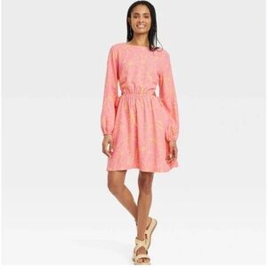 Universal Thread Pink and Yellow Long Sleeve Dress